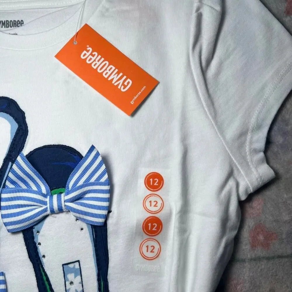 Gymboree T-Shirt 12 Preppy Coastal Nautical Kidcore Retro Twee Y2K Bows Coquette - Picture 3 of 8